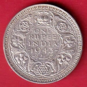 British India 1943 Bombay Mint George Vi One Rupee SILVER COIN– HB138