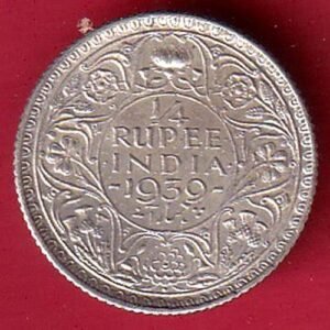 British India 1939 bombay mint george vi 1/4 rupee silver coin – HB13