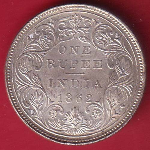 BRITISH INDIA 1862 VICTORIA QUEEN ONE RUPEE SILVER COIN– HB147