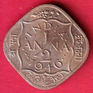 UNC BRITISH INDIA 1946 GEORGE VI 1/2 ANNA RARE COIN – HB175