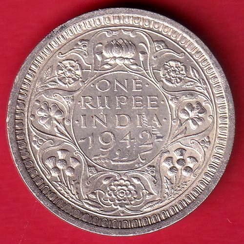 BRITISH INDIA 1942 bombay mint GEORGE VI ONE RUPEE BEAUTIFUL SILVER COIN– HB182