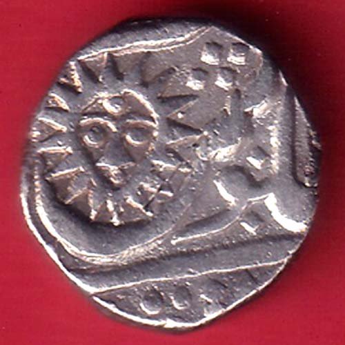 INDORE STATE SUN FACE ah1272  INO SHAH ALAM II MALHAR RAO HALF RUPEE SILVER– HB214