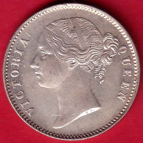 EAST INDIA COMPANY 1840 DIVIDED LEGEND VICTORIA QUEEN BEAUTIFUL ONE RUPEE SILVER COIN- HB308