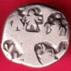 "3 human figure" ancient mauryan period ashoka 600 bc silver punchmark coin– HB311