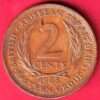 WORLD COIN : Eastern Caribbean States 1965 TWO Cent Queen Elizabeth II COPPER COIN– HB315