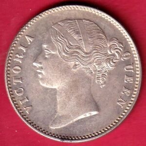 EAST INDIA COMPANY 1840 DIVIDED LEGEND VICTORIA QUEEN BEAUTIFUL ONE RUPEE SILVER COIN– HB332
