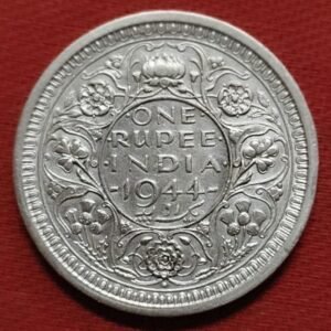 British India 1944 Bombay mint one rupee coin