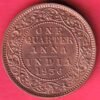 "UNC" BRITISH INDIA 1936 george v KING  QUARTER ANNA COPPER COIN– HB402