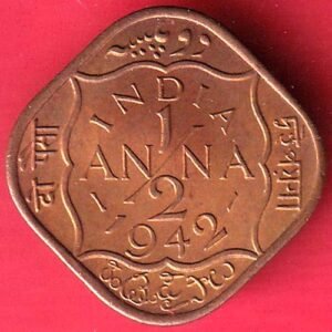BRITISH INDIA 1942 GEORGE VI 1/2 ANNA COPPER COIN :-HB599