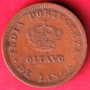 Portuguese india ⅛ Tanga – Luíz I 1886 copper coin– HB412