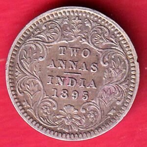 British India 1895 Victoria Empress Two Annas Silver coin– HB426