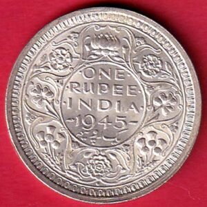 British India 1945 Bombay Mint George Vi One Rupee SILVER COIN– HB489