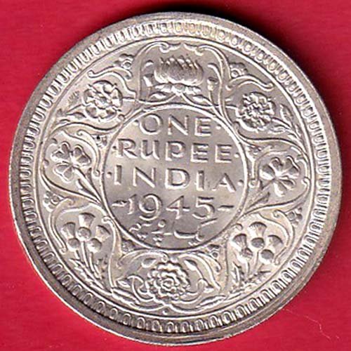 British India 1945 Bombay Mint George Vi One Rupee SILVER COIN– HB489