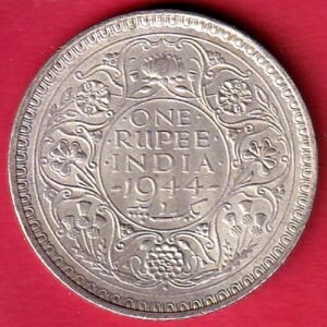 British India 1944 Bombay Mint George Vi One Rupee SILVER COIN– HB491