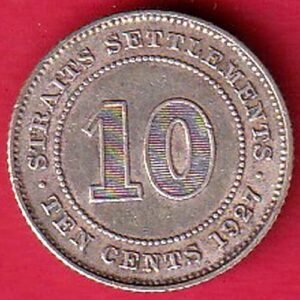 straits settelements 1927 george v 10 cents coin – HB495