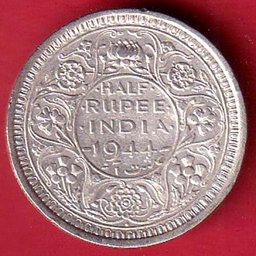 british india 1944 BOMBAY MINT  mint half rupee coin  – HB553